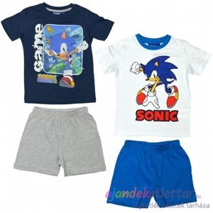 Sonic Fiú pizsama fehér-kék