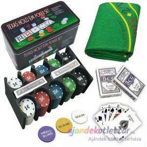 póker készlet 200 zsetonnal – Black Jack szett fémdobozban