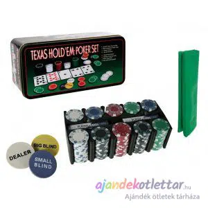 Poker készlet 200 zsetonnal – Black Jack szett fémdobozban